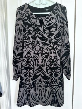 Mexx Black Dress with Silver Damask Pattern - Long Sleeve #19